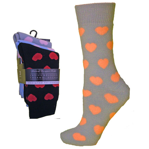 Ladies Design Print Brushed Thermal Socks