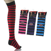 Over the Knee Socks Dark Stripe