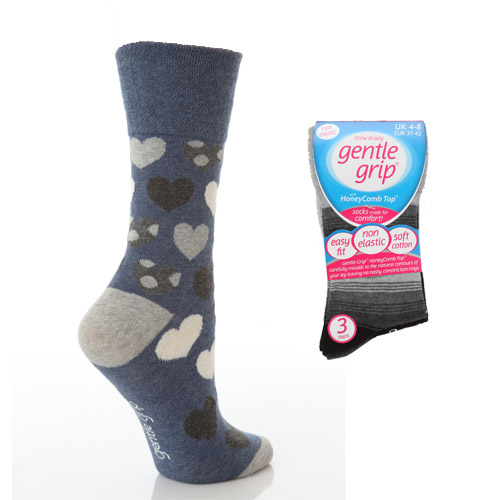 Gentle Grip Socks Hearts by Drew Brady