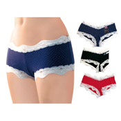 Ladies Spotty Boxer Shorts Lace Trim