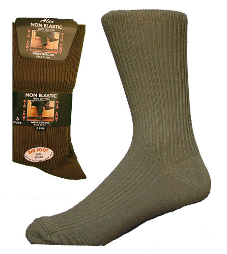 Mens Big Foot Non Elastic Socks