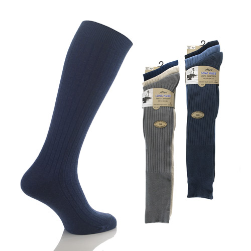 Mens 100% Long Cotton Socks