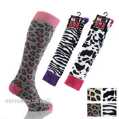 Girls Animal Print Welly Socks