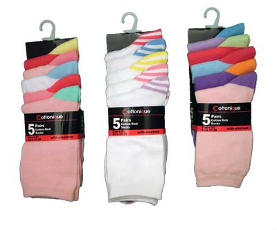 Childrens 5 pack Girls Socks