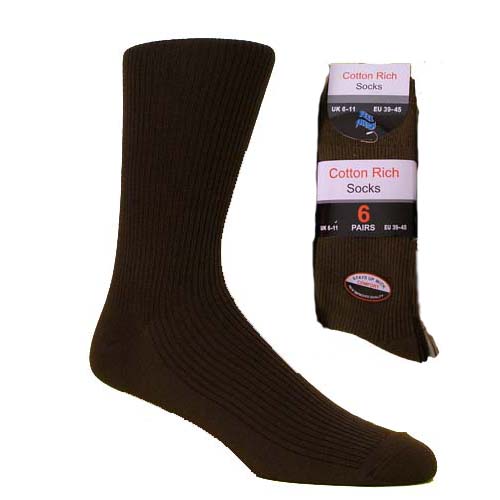 Mens Lycra Socks 6 Pack Ribbed