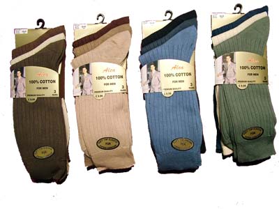 Mens 3 Pack 100% Cotton Socks Gold