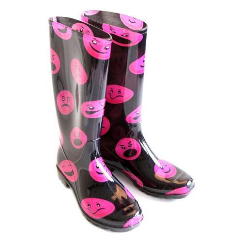 Ladies Smily Face Wellies PVC