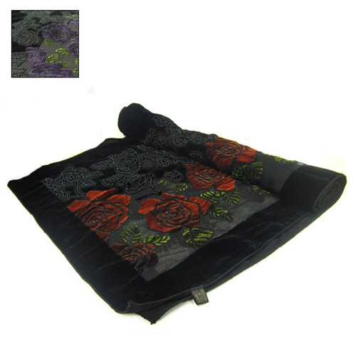 Ladies Velvet Feel Scarf with Rose Print