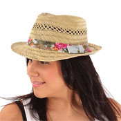 Ladies Straw Trilby Hats