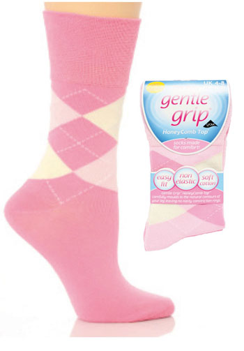 Gentle Grip Argyle Socks Pastel