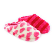 Ladies Furry Mule Stripe/Hearts