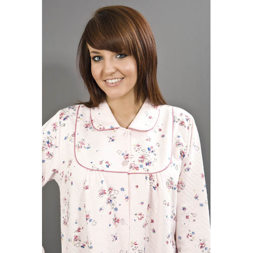 Quilted Button Print Dressing Gown