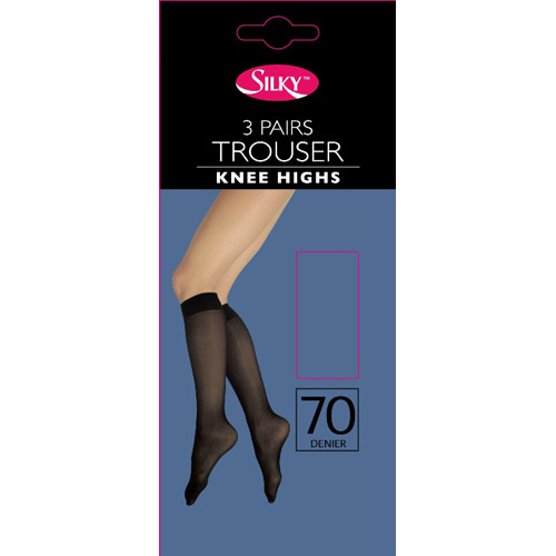 3 Pair Trouser Knee Highs Silky