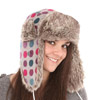 Ladies Spotty Trapper Hat with Fake Fur