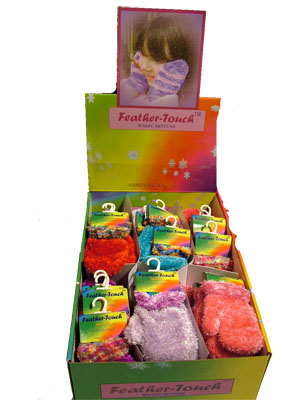 Kids Feather Touch mittens coloured cuff