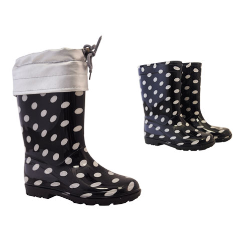 Childrens Spotty Wellies with Detachable Liner