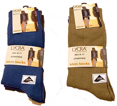 Mens 6 Pack Lycra Socks