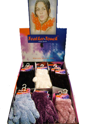 LADIES FEATHER TOUCH GLOVES IN DISPLAY BOX 6.50 DOZEN MINIMUM 3 DOZEN