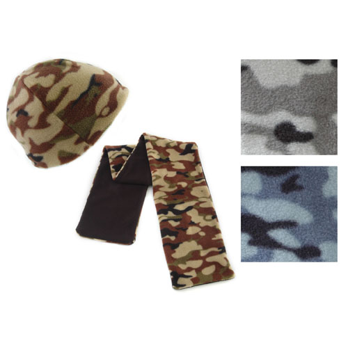 Boys Reversible Camo Hat & Scarf Set