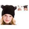 Ladies Knit Hat with Pom Poms