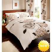 Iris Cream/Brown Duvet Set Bedding