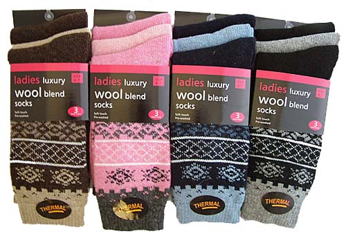 Ladies Patterned Wool Socks