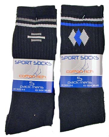 Mens 6-11 Sport Socks 5 Pack 28p per pair