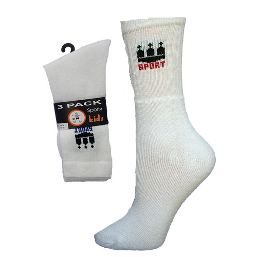 Kids White Crown Sport Socks
