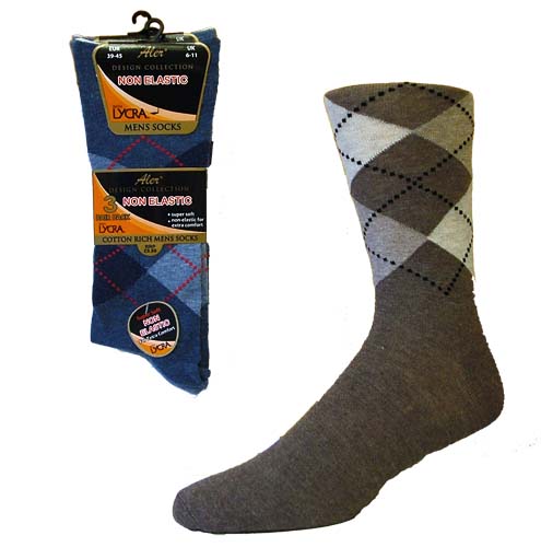 Mens Non Elastic Argyle Socks
