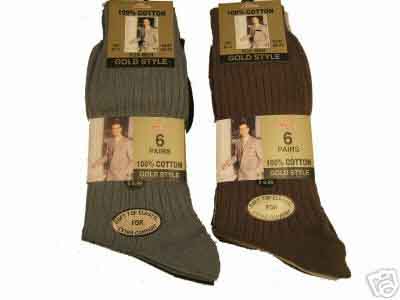 Mens 6-11 100% Cotton Socks 6 Pack 27p pair