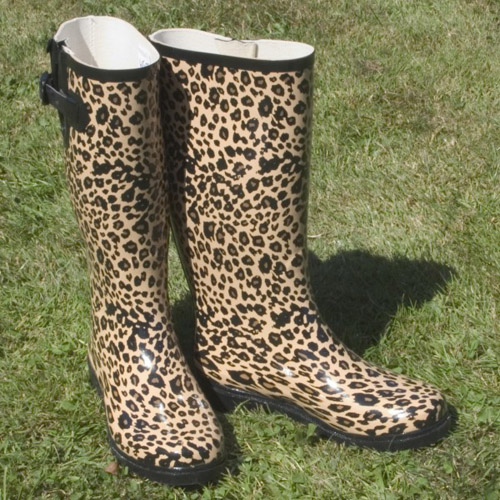 Ladies Leopard Print Wellies Rubber
