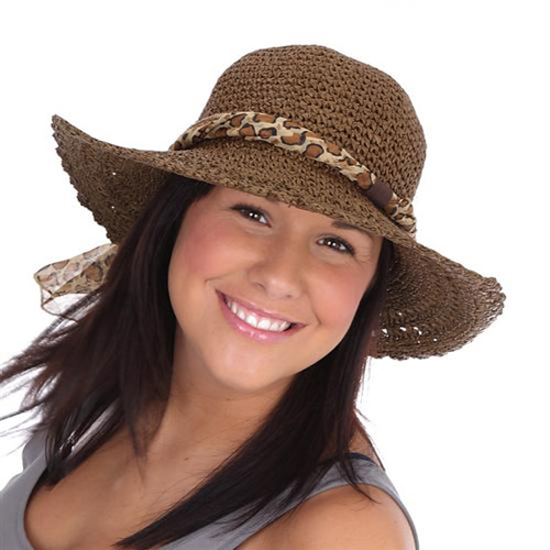 Crushable Straw Hat with Scarf