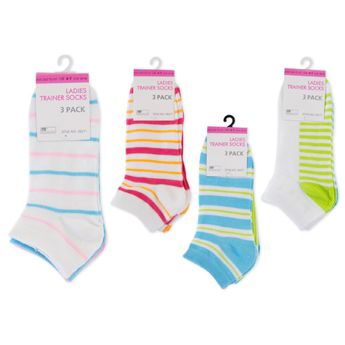 Ladies Striped Trainer Socks