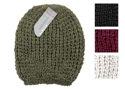 Ladies Slouch Beanie Hat Knitted