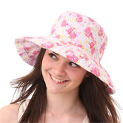Ladies Wide Brim Floral Hat