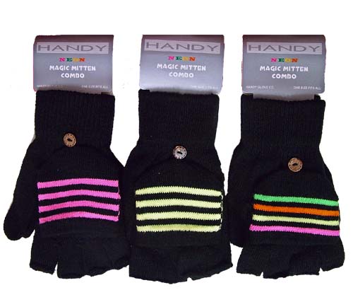 Ladies Neon Stripe Combo Mitten