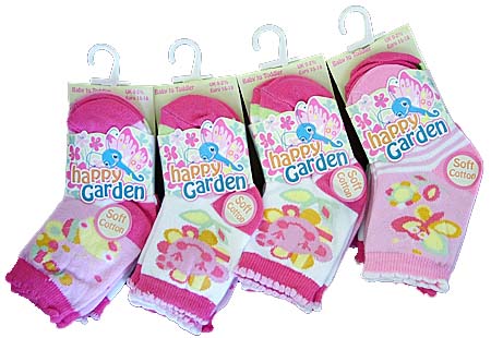 Girls Baby Computer Socks Happy Garden