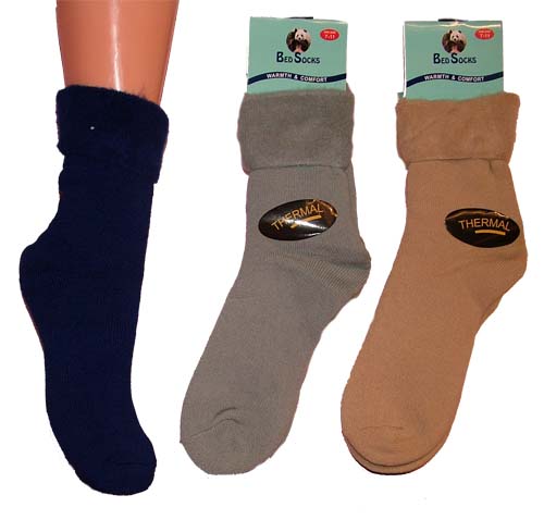Mens Bed Socks Brushed with Turn Over Top