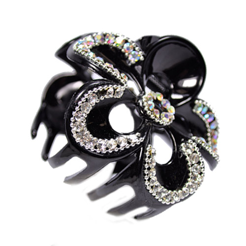 Black Hair Clamp Flower Design