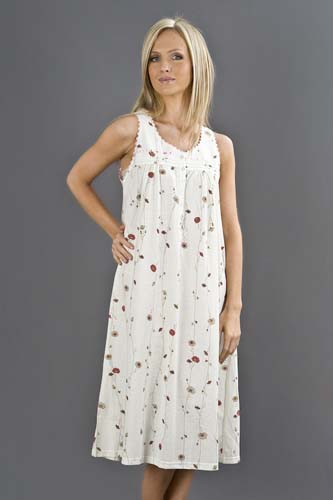 Sleeveless Poppy Print Nightdress
