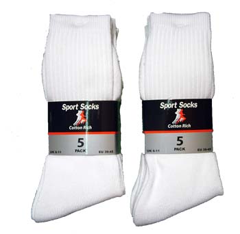 Mens Plain Sport Socks 5 pack