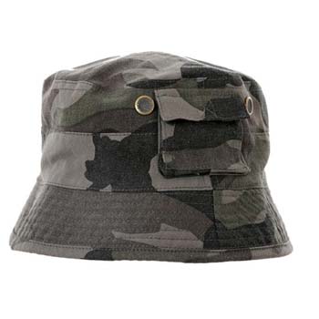 Childrens Dark Camo Bush Hat Reversible