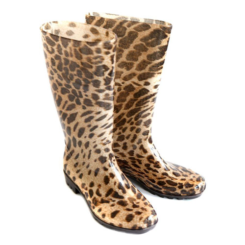 Ladies Leopard Print Wellies PVC