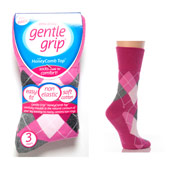 Ladies Gentle Grip Socks Diamond Argyle