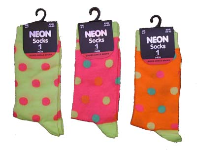 Ladies Neon Ankle Dots 4-7