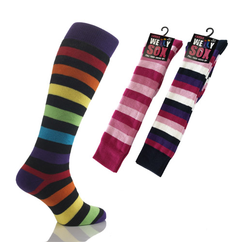 Stripe Welly Socks Ladies