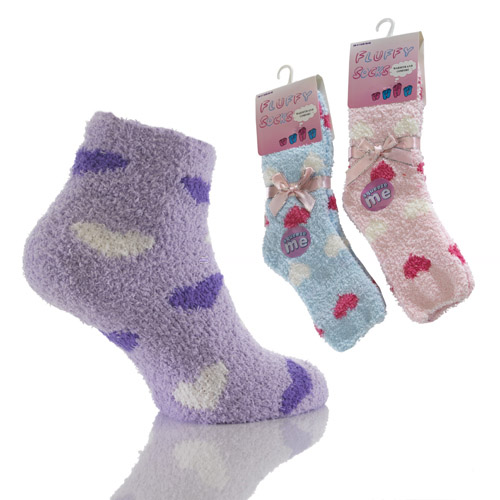 Fluffy Socks with Hearts