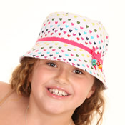 Childrens Bush hat with hearts