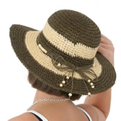 Ladies 2 Tone Straw Hat Wide Brim