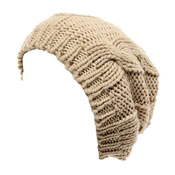 Ladies Cable Knit Long Beanie Hat